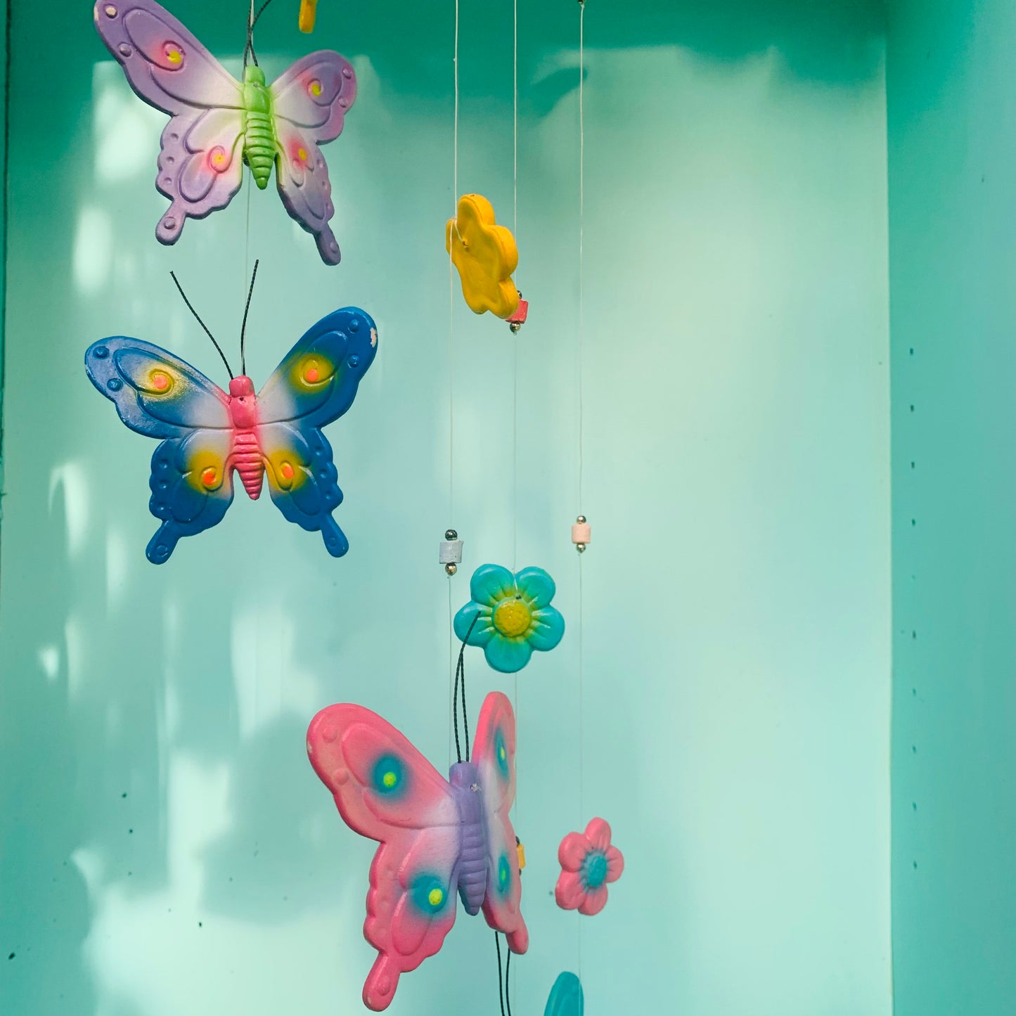 Colored butterflies wind chime